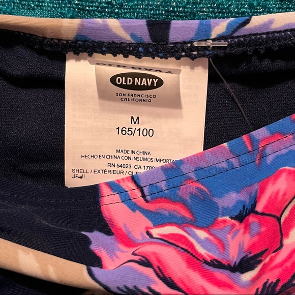 NWT Old Navy Blue Floral Bikini with Pink White Flowers Size Medium - Picture 5 of 5